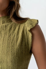 Lue Sheer Top in Olive