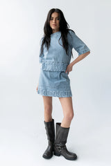 Jana Light Wash Denim Top