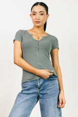 Serena Henley Top in Sage