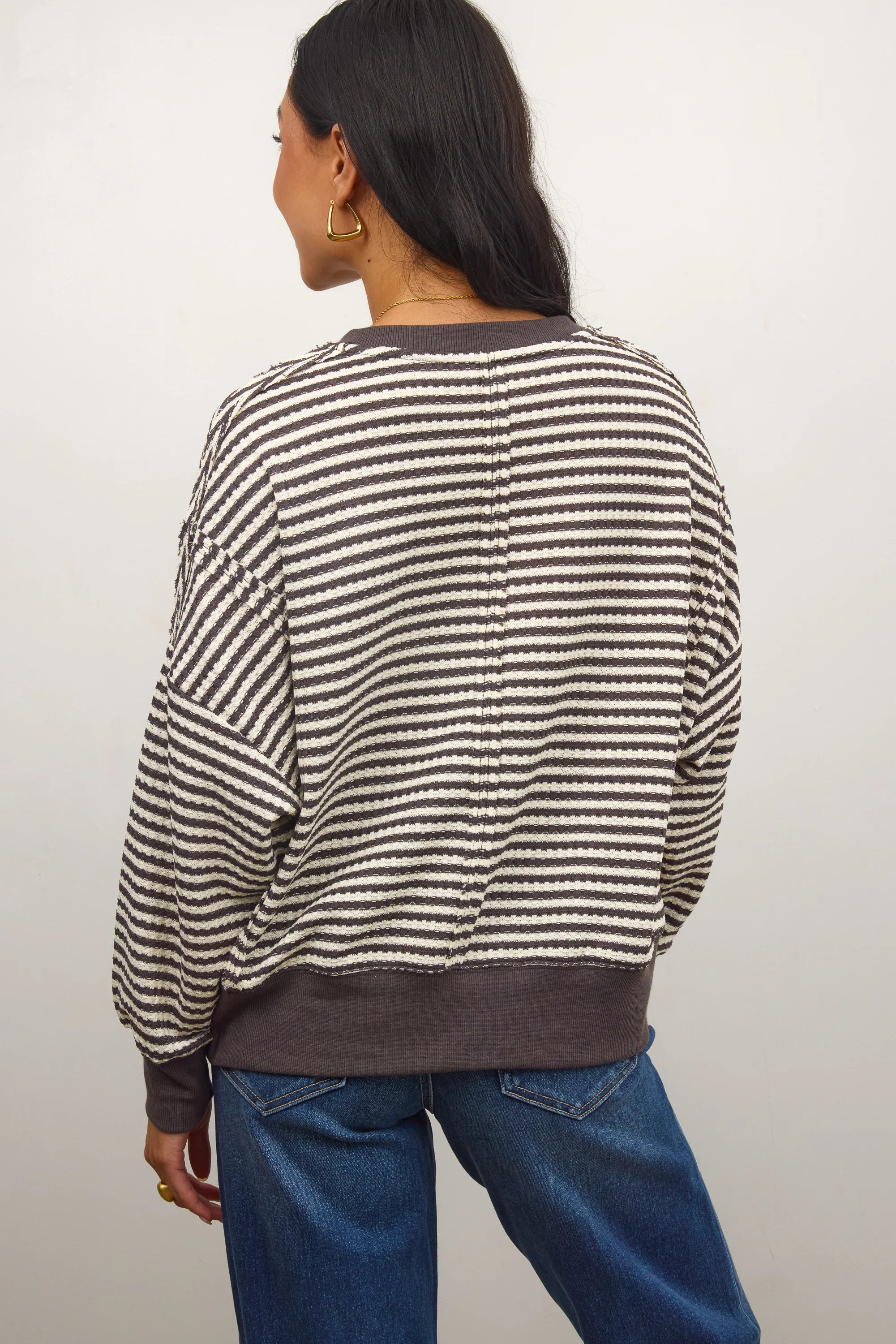 Wells Striped Top in Charcoal
