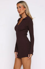 From Now On Long Sleeve Mini Dress Chocolate