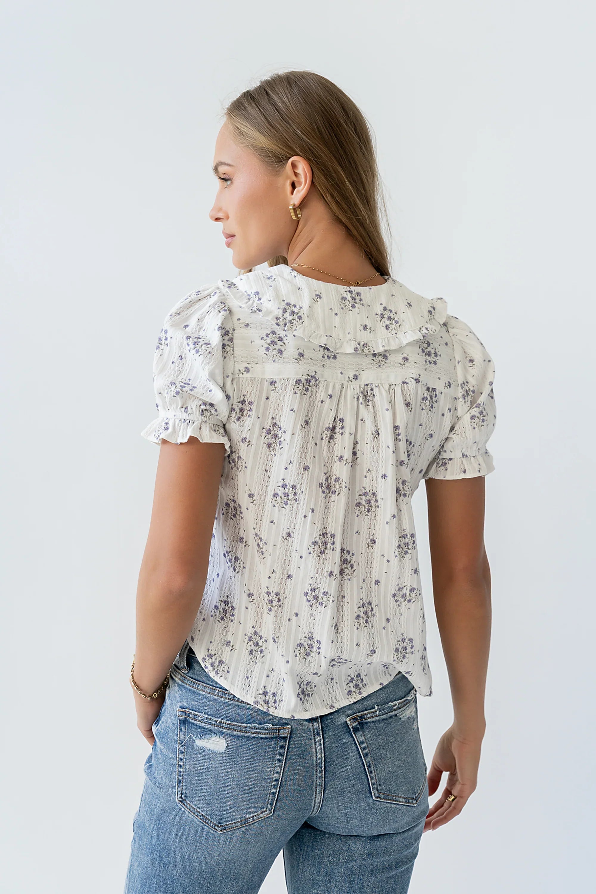 Nelly Floral Blouse in Lavender