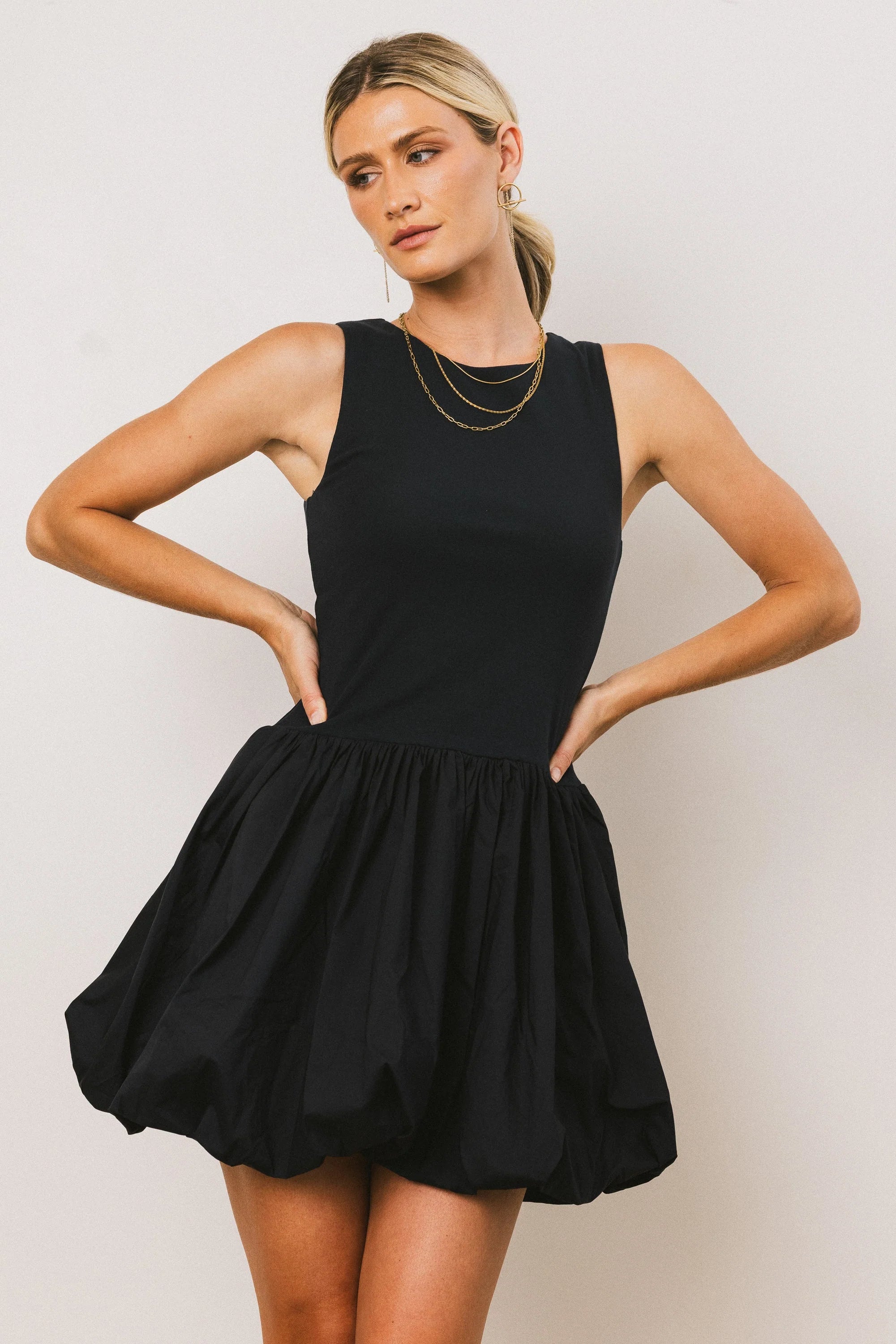 Nila Bubble Mini Dress in Navy