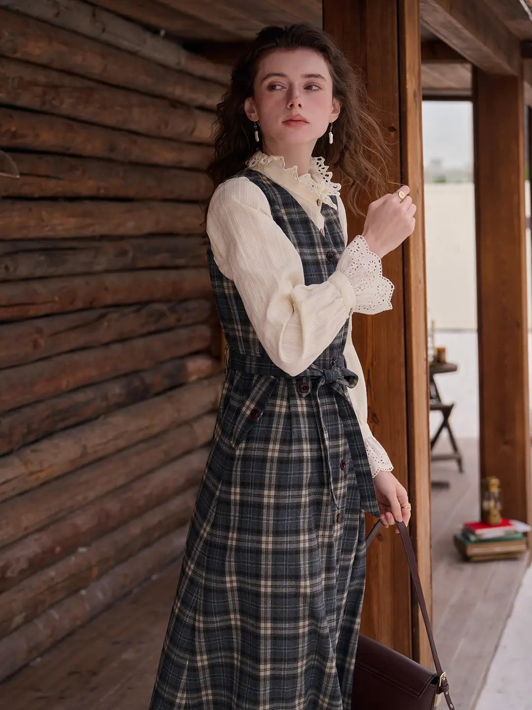 Azaria V-Neck Plaid Dress