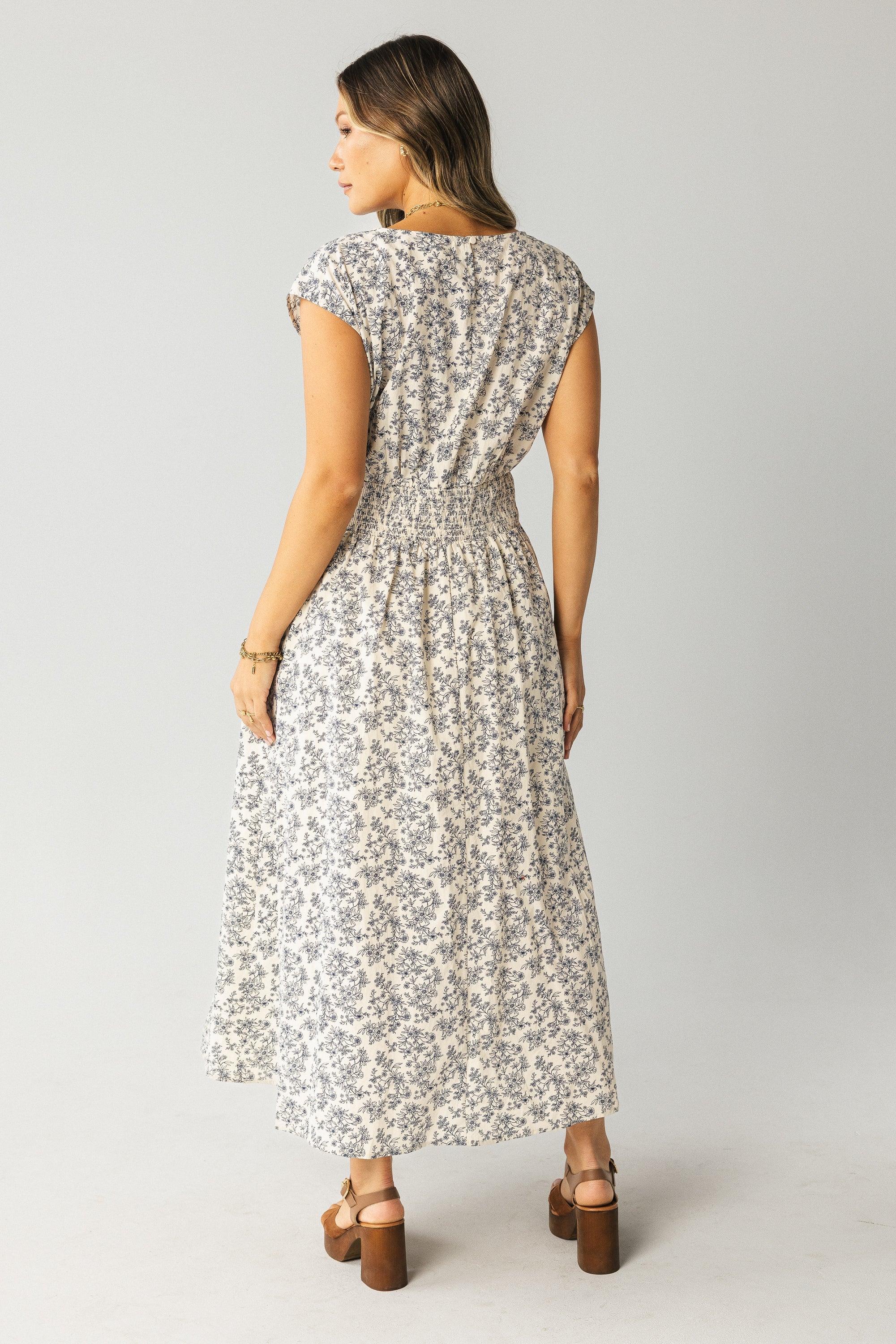 Heather Floral Maxi Dress in Blue