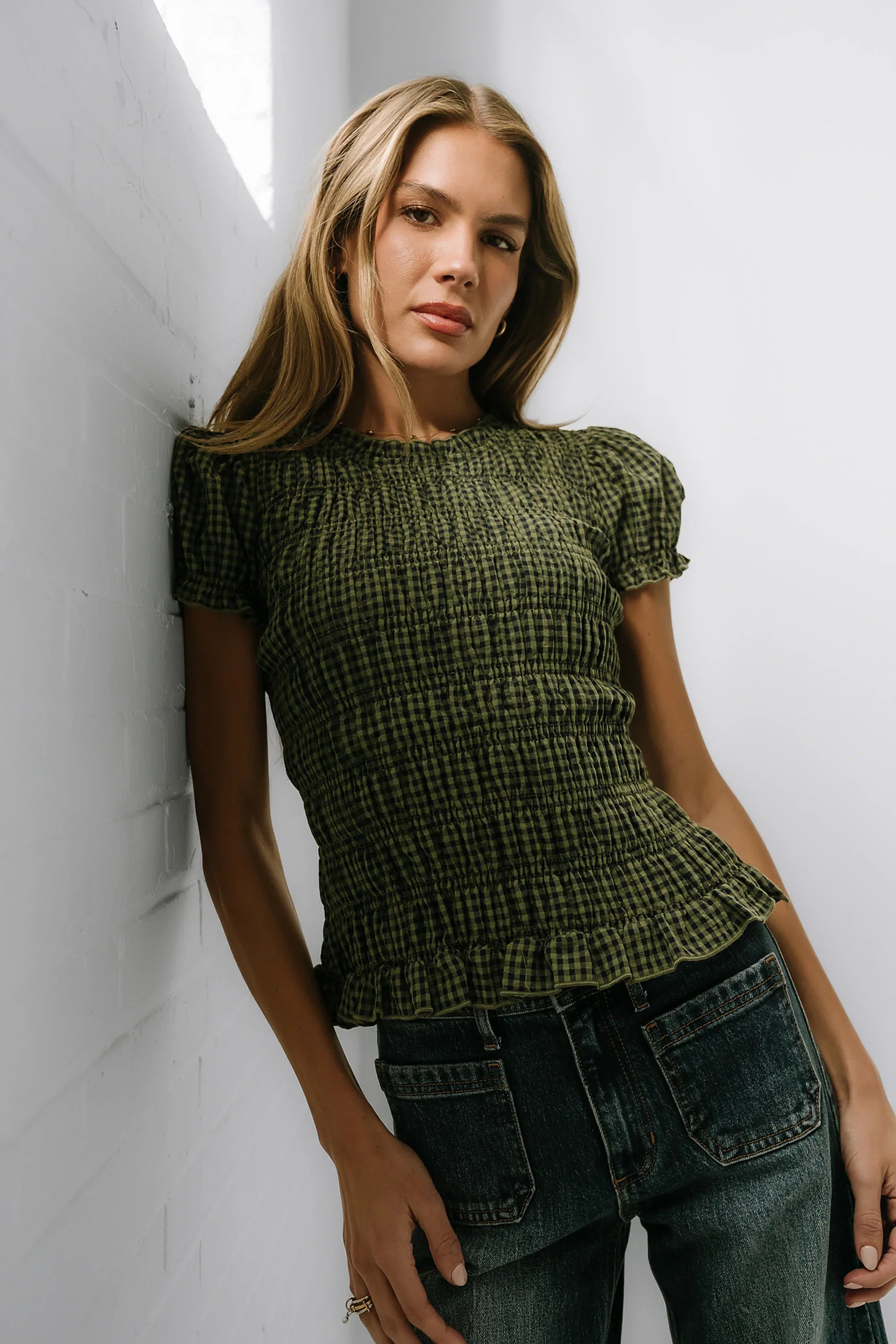 Ruth Smocked Top in Green